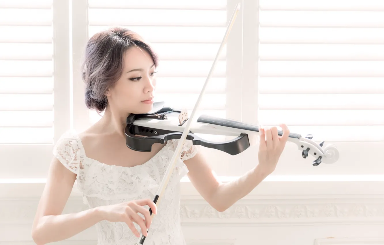 Фото обои девушка, музыка, скрипка