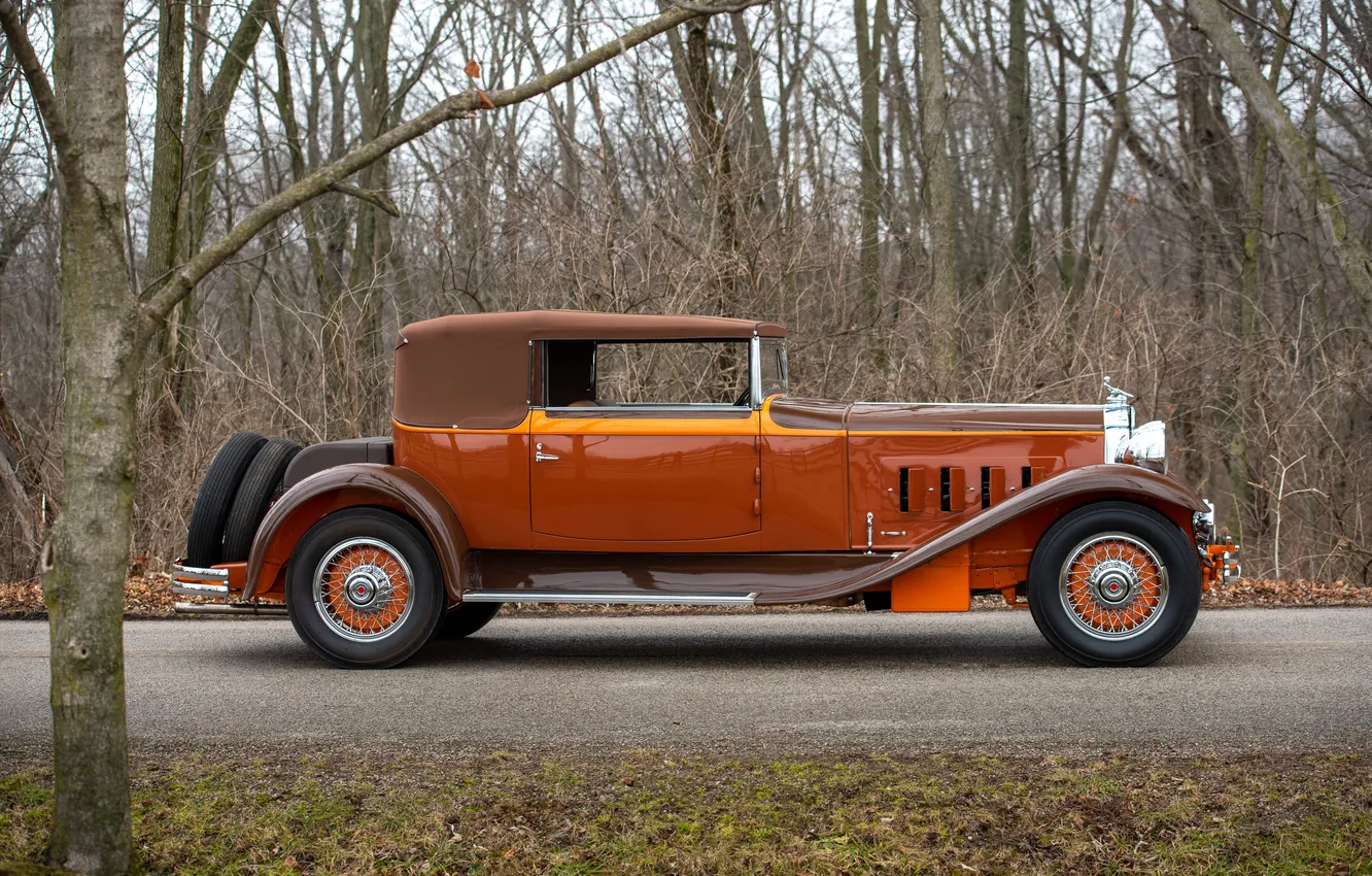 Фото обои вид сбоку, ретро автомобили, Convertible, 1930, Packard, единственный экземпляр, Packard Deluxe Eight, retro cars