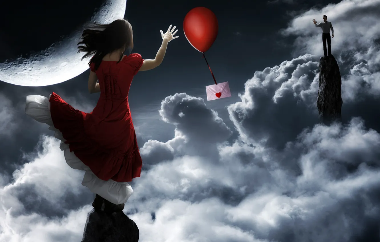Фото обои любовь, конверт, воздушный шарик, послание