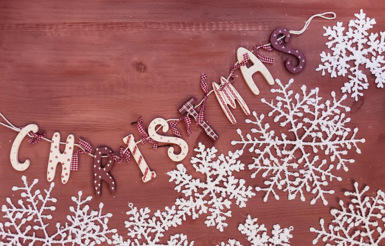Фото обои снежинки, фон, праздник, надпись