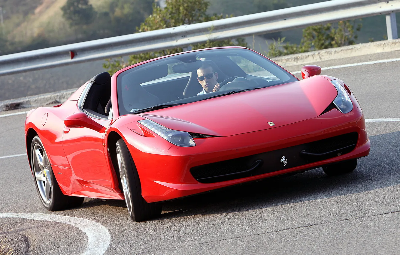 Фото обои дорога, Ferrari, автомобиль, Spider, 458 Italia, открытый верх