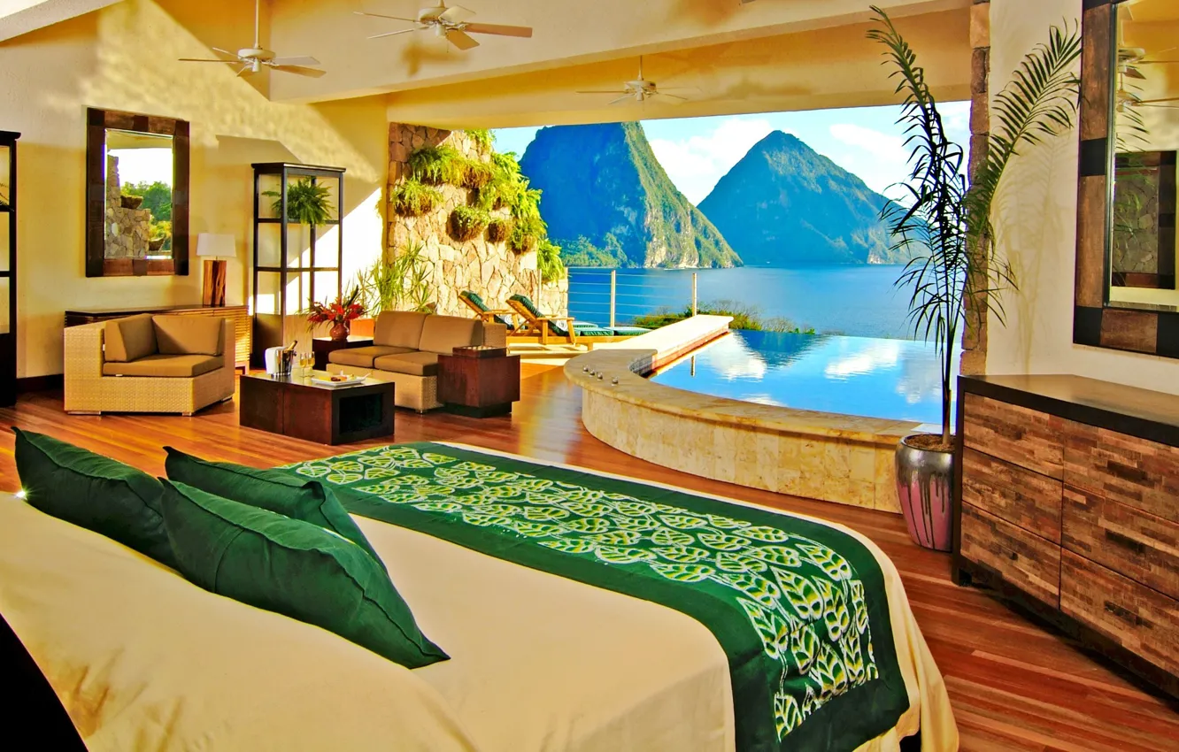 Фото обои interier, Caribbean, Saint Lucia, Jade Mountain hotel