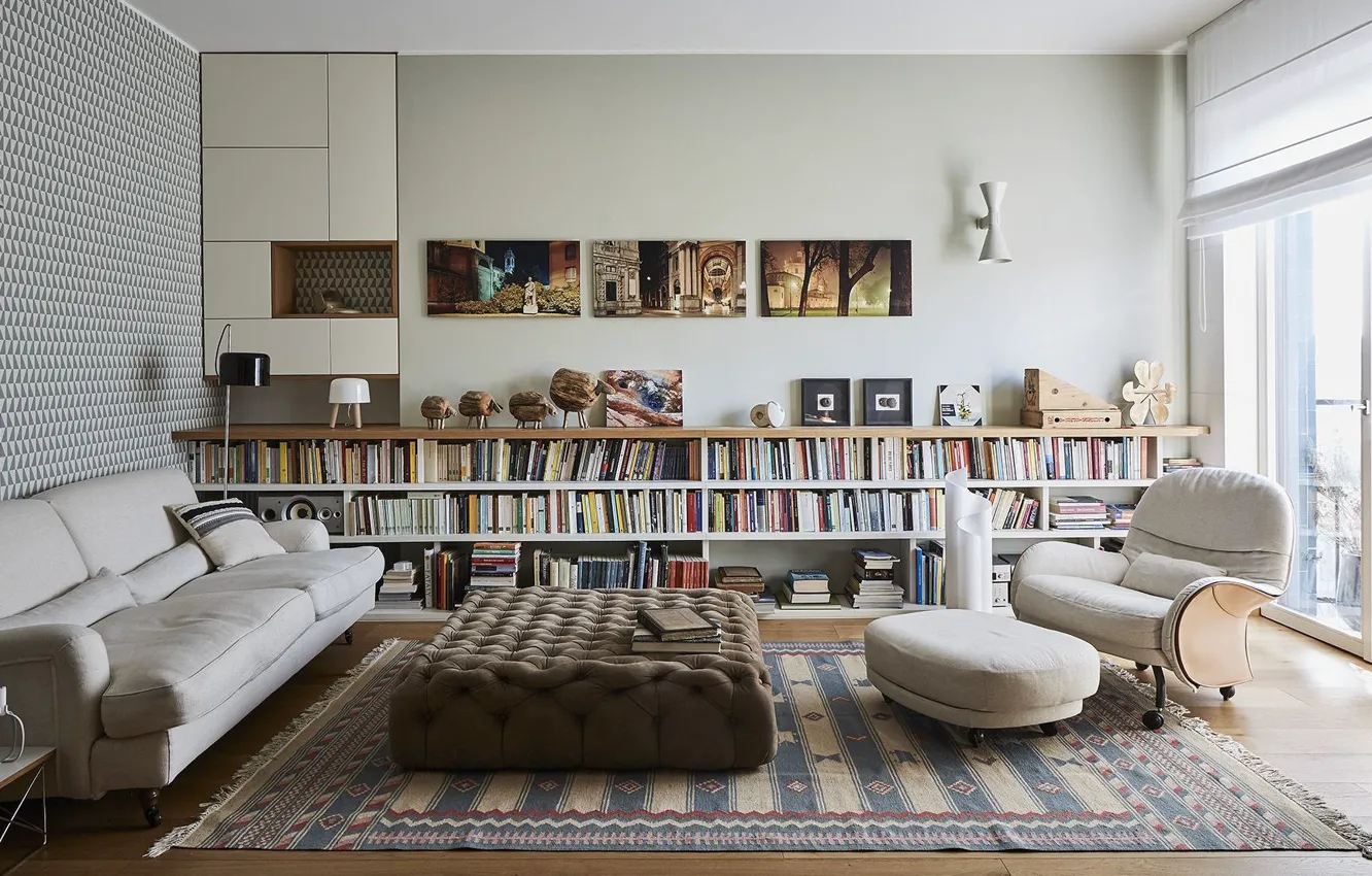 Фото обои дизайн, стиль, интерьер, Италия, библиотека, Милан, гостиная, Private Apartment in Milano
