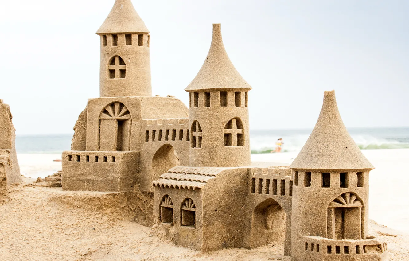 Фото обои песок, пляж, замок, beach, sand, castle, замок из песка