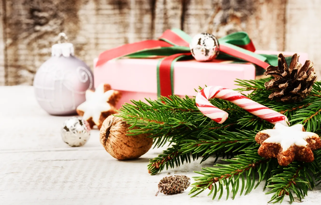 Фото обои украшения, елка, Новый Год, печенье, Рождество, подарки, happy, Christmas