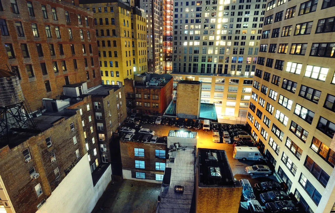 Фото обои ночь, огни, нью-йорк, night, New York City, manhattan, nyc, financial district