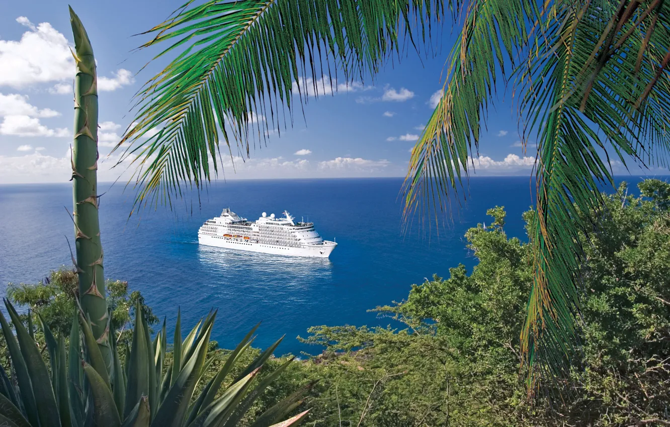 Фото обои Карибы, круизный лайнер, Regent Seven Seas, navigator tropics