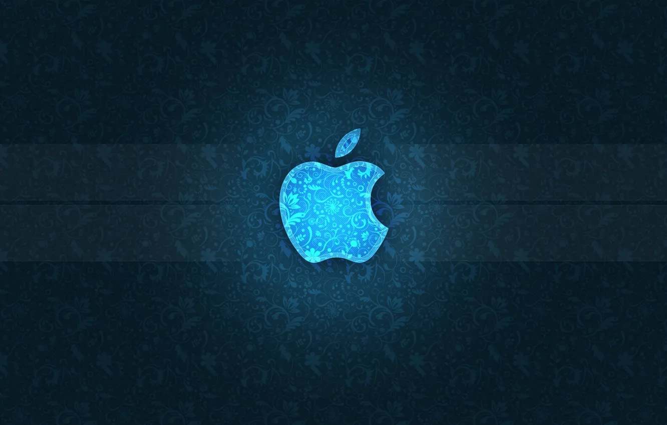 Фото обои синий, полосы, узор, apple, яблоко