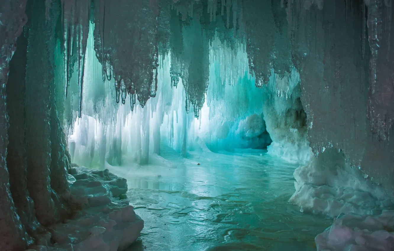 Фото обои вода, озеро, лёд, light, пещера, water, lake, грот