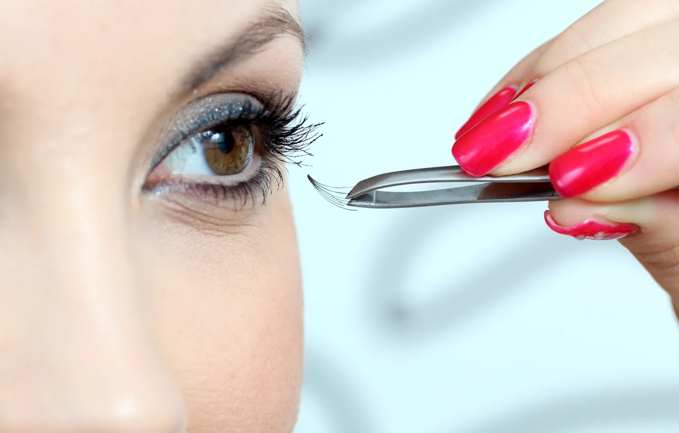 Фото обои female, eyelashes, make up, clamp