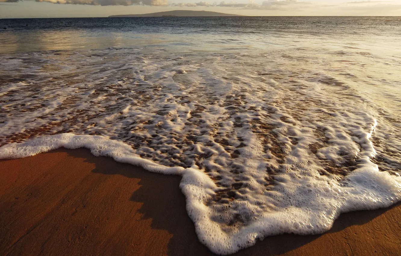 Фото обои песок, море, берег, волна