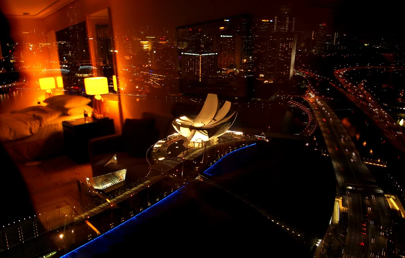 Фото обои ночь, Сингапур, night, Singapore