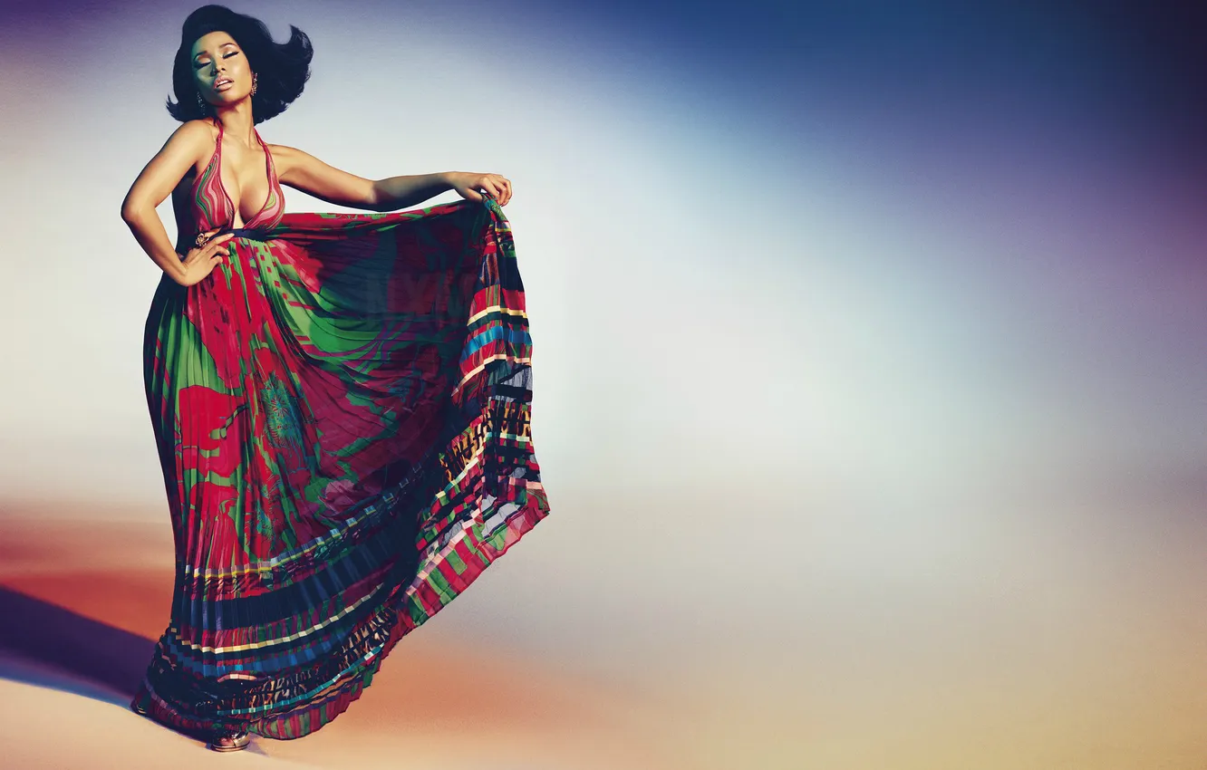 Фото обои поза, платье, брюнетка, певица, Nicki Minaj
