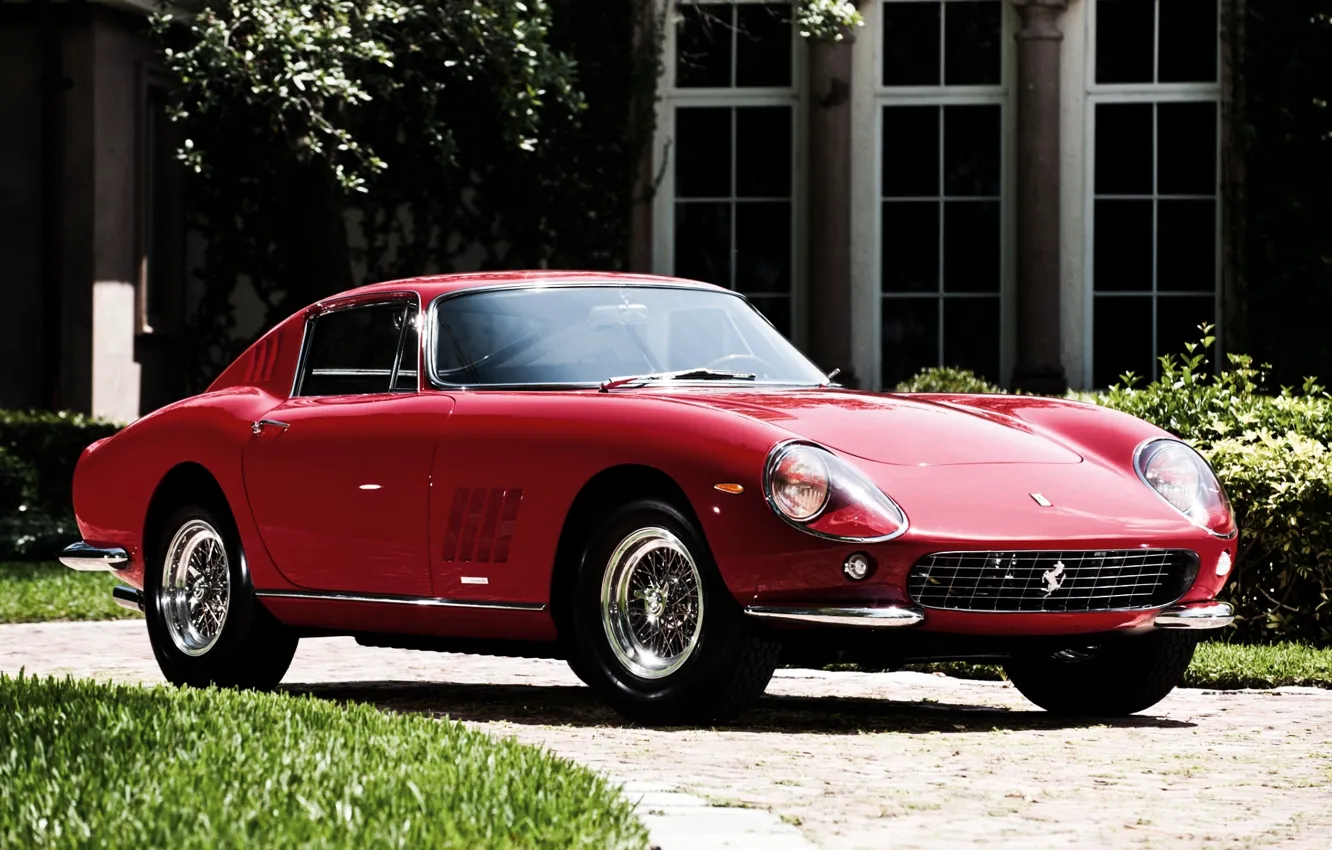Фото обои красный, Феррари, Ferrari, суперкар, GTB, передок, 1964, 275