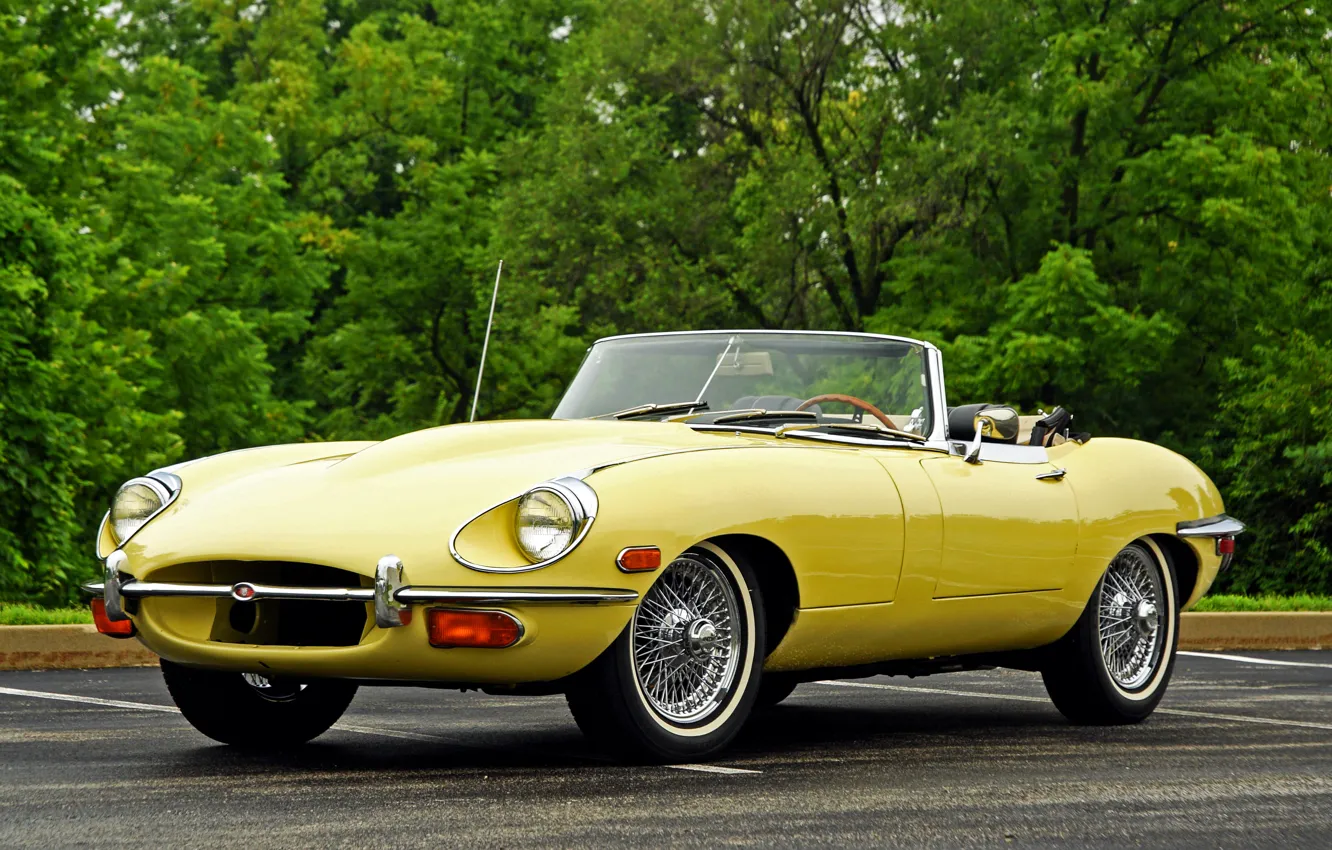 Фото обои Jaguar, ягуар, кабриолет, E-Type, 1968