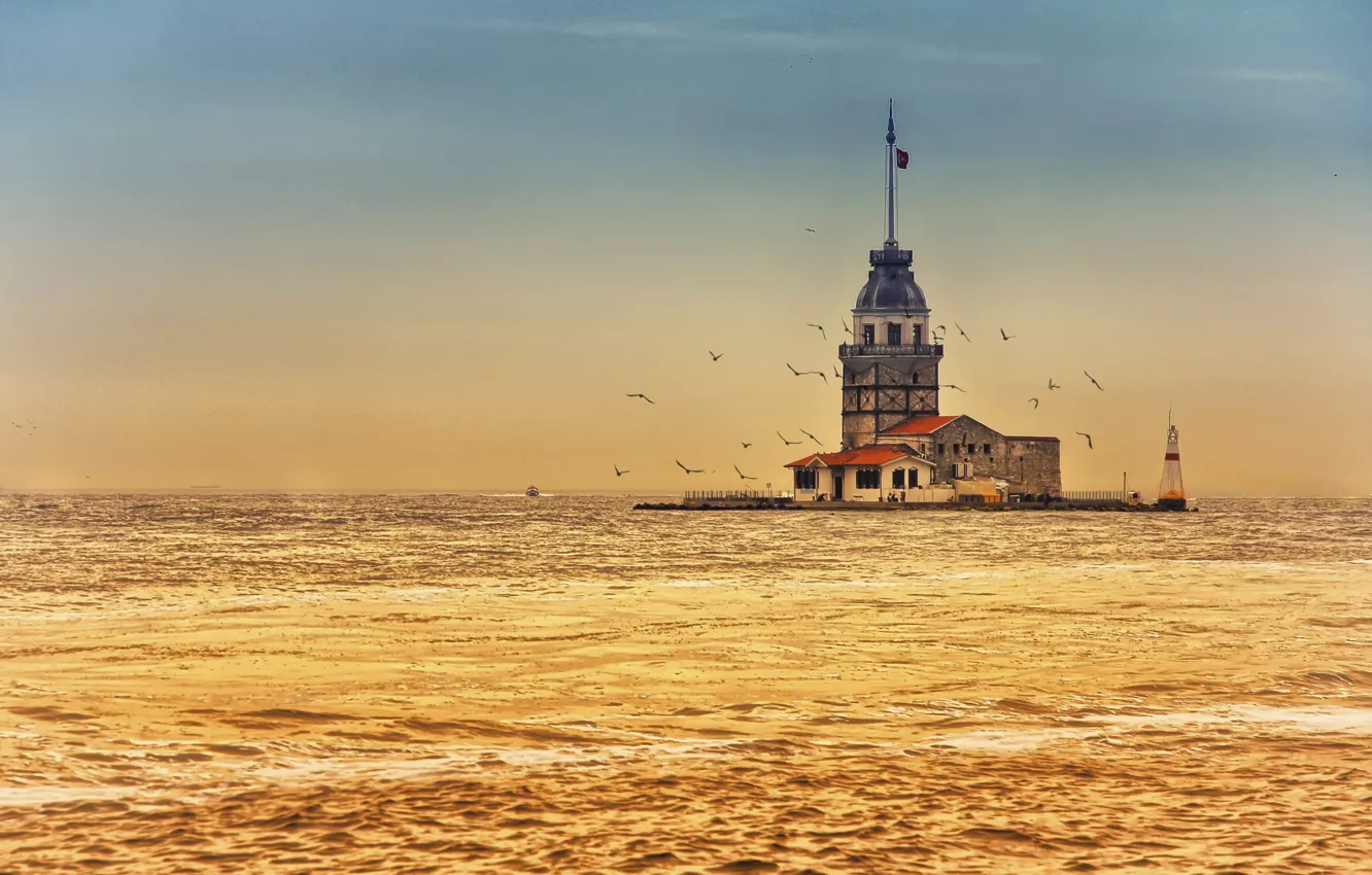 Фото обои Турция, Девичья башня, Босфорский пролив, Maiden's Tower
