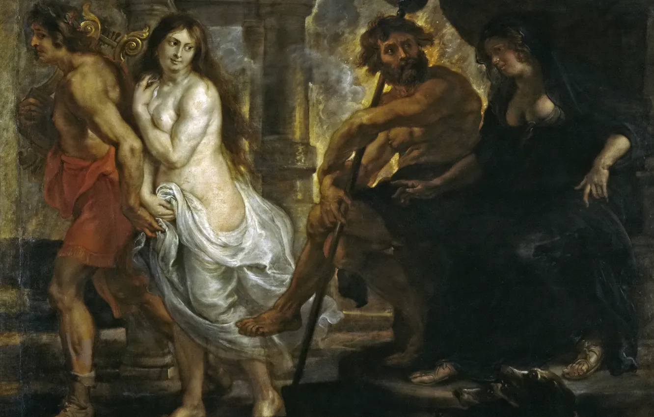 Фото обои картина, Питер Пауль Рубенс, мифология, Pieter Paul Rubens, Орфей и Эвридика