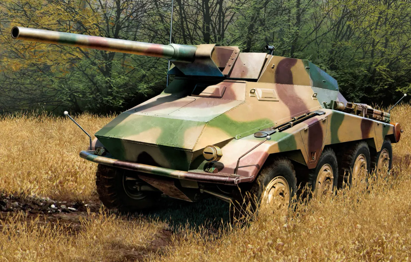 Фото обои weapon, war, art, tank, ww2, SdKfz 234, paitning, Schwerer Panzerspähwagen