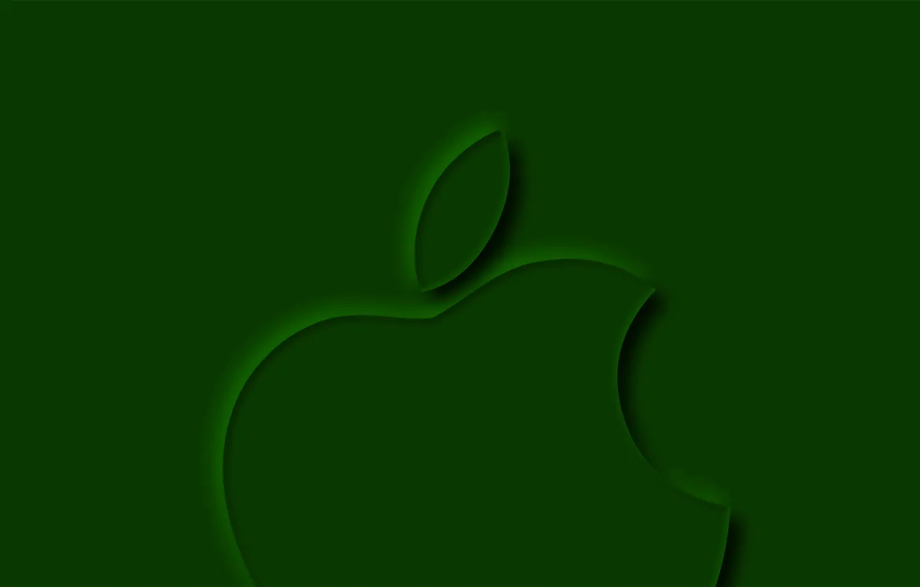 Фото обои Apple, minimal, creative, Apple logo, Apple 3D logo, Apple minimalism, green backgrounds, Apple green logo