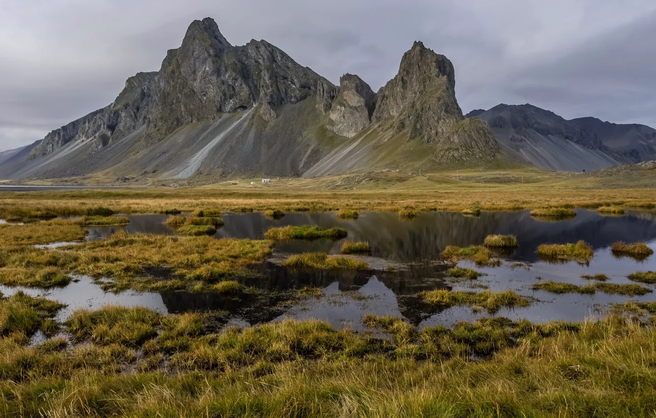 Фото обои пейзаж, горы, озеро, Исландия
