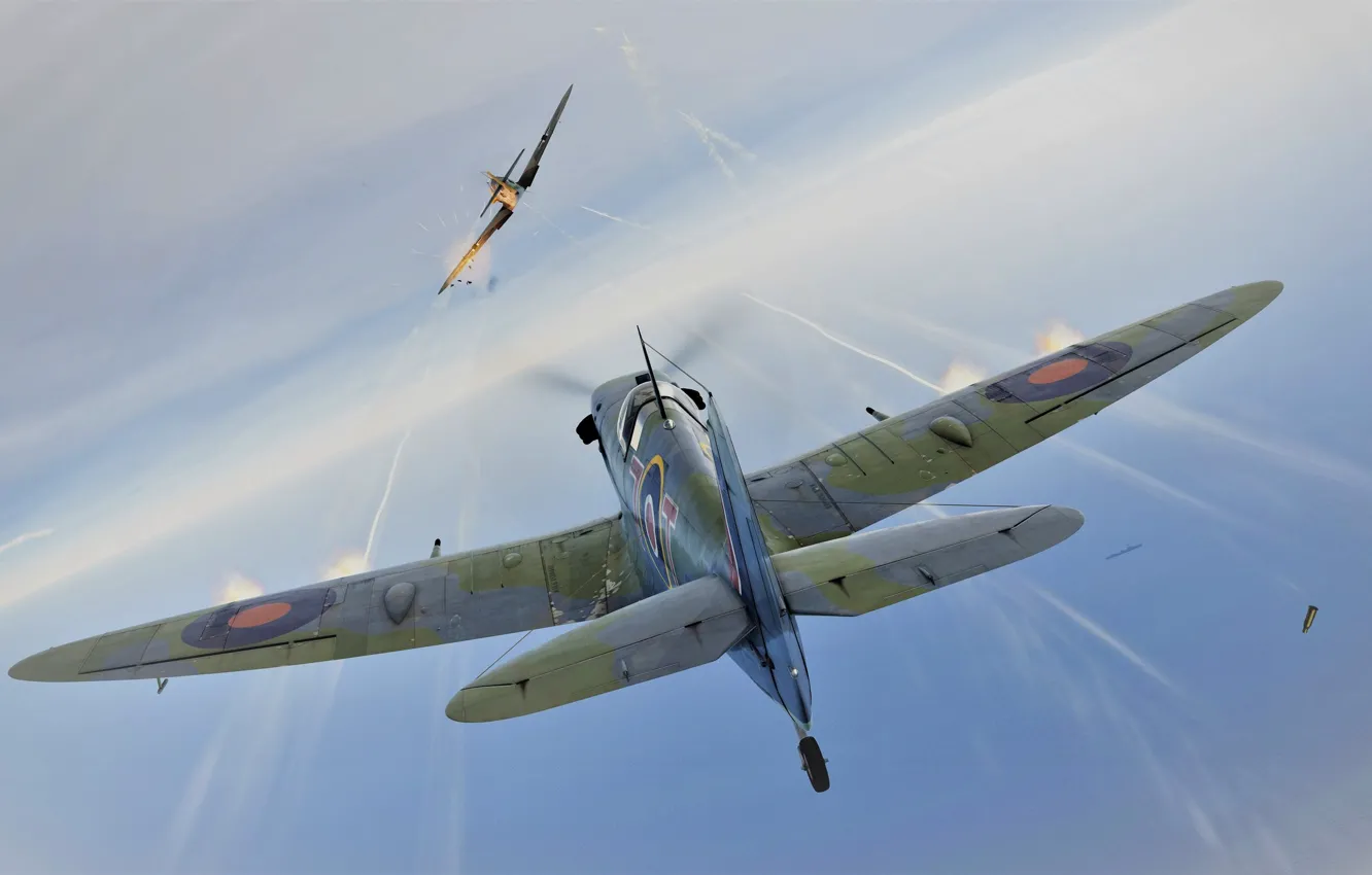 Фото обои Истребитель, Британия, Spitfire Mk.Vb, Reginald Joseph Mitchell