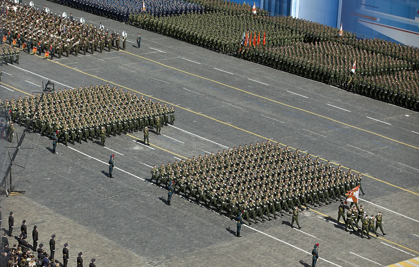 Фото обои праздник, день победы, солдаты, форма, парад, войска, красная площадь
