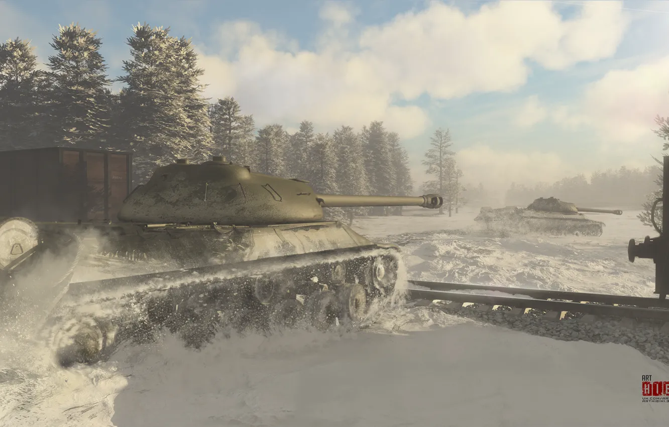 Фото обои ссср, танк, winter, tank, war thunder, hibikirus, ис3, иосиф сталин