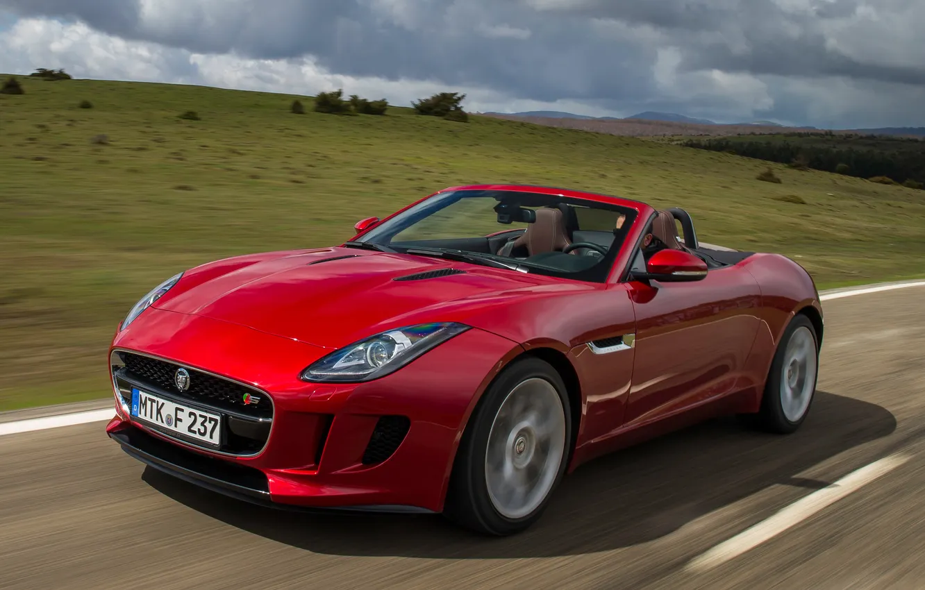 Фото обои car, Jaguar, red, road, F-Type