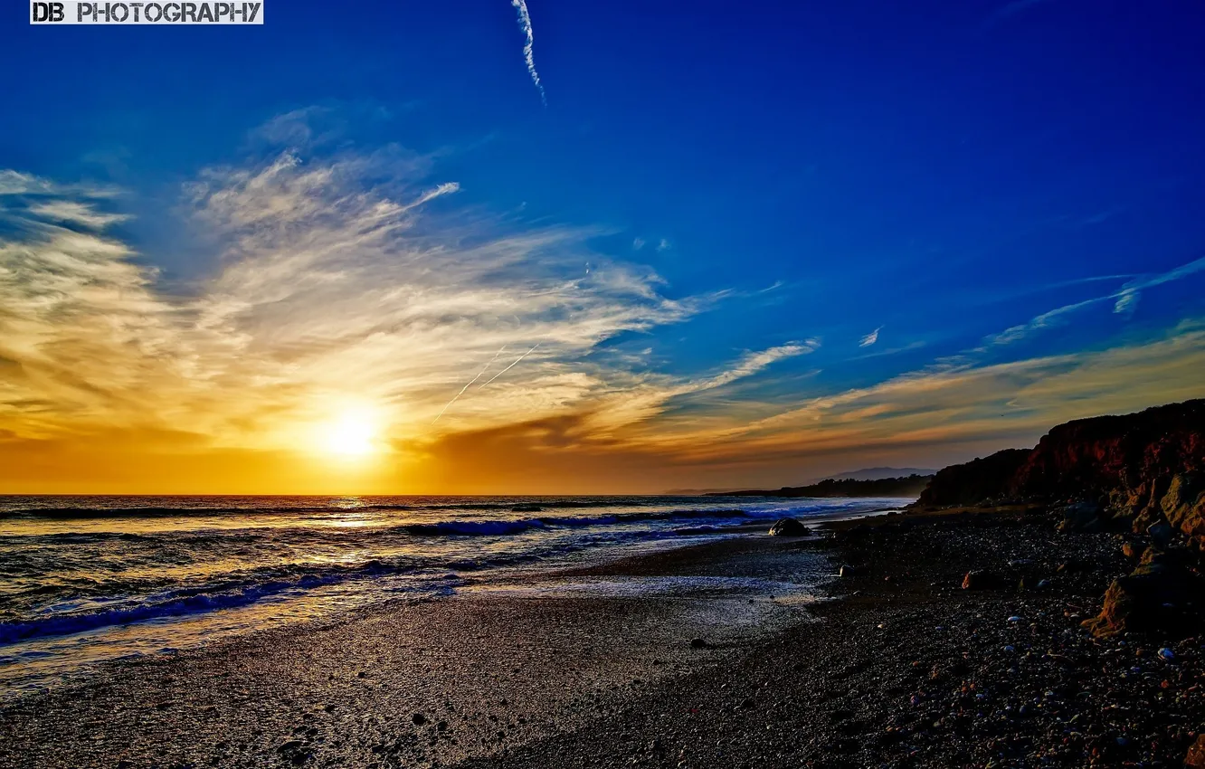 Фото обои пляж, Природа, Sunset, San Simeon