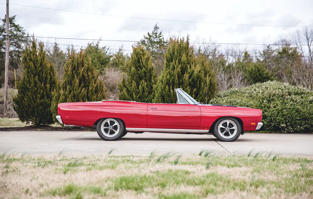 Фото обои 1969, red, Plymouth, Road Runner, Plymouth Road Runner Convertible