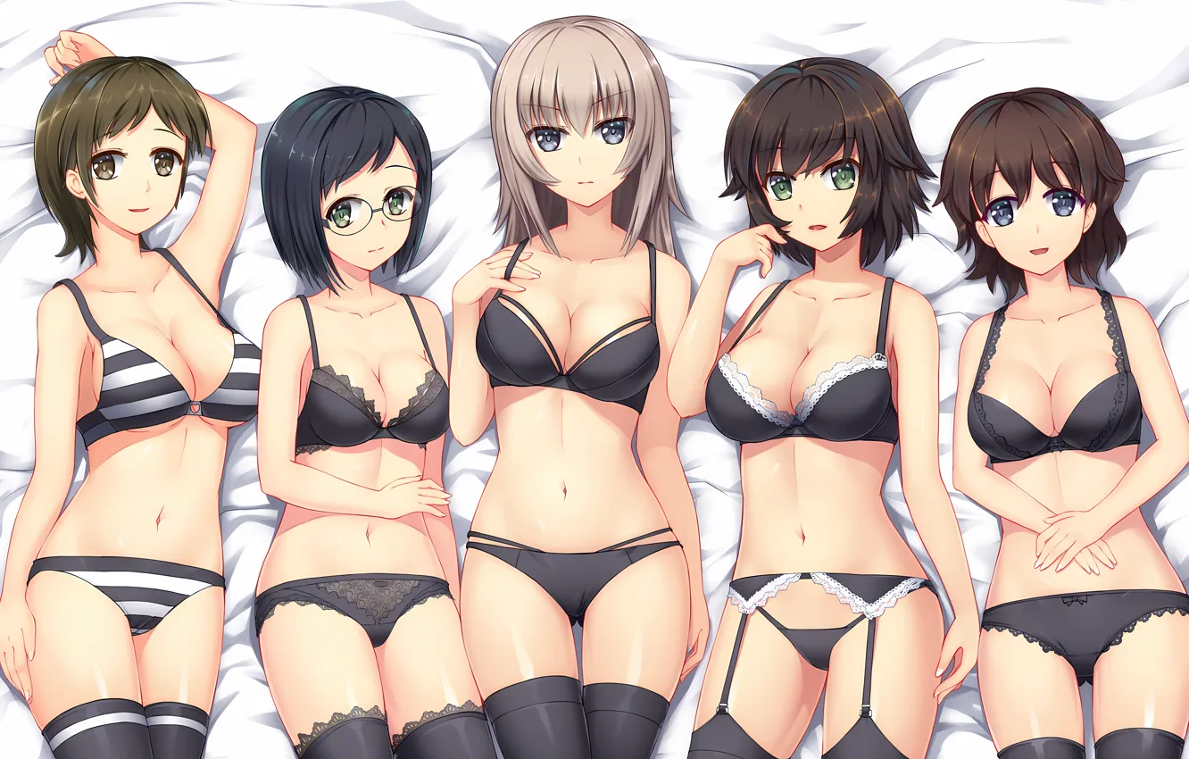 Фото обои sexy, lingerie, ass, pantsu, bra, cleavage, panties, thighhighs