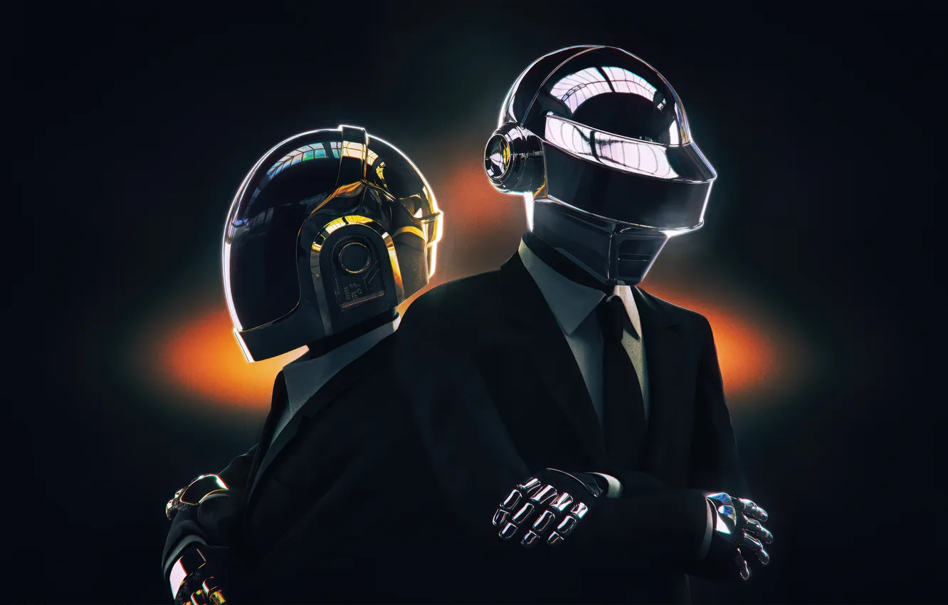 Фото обои Music, Daft Punk, Dark background, Dark aesthetic, Electronic music duo, Daft Punk Helmet