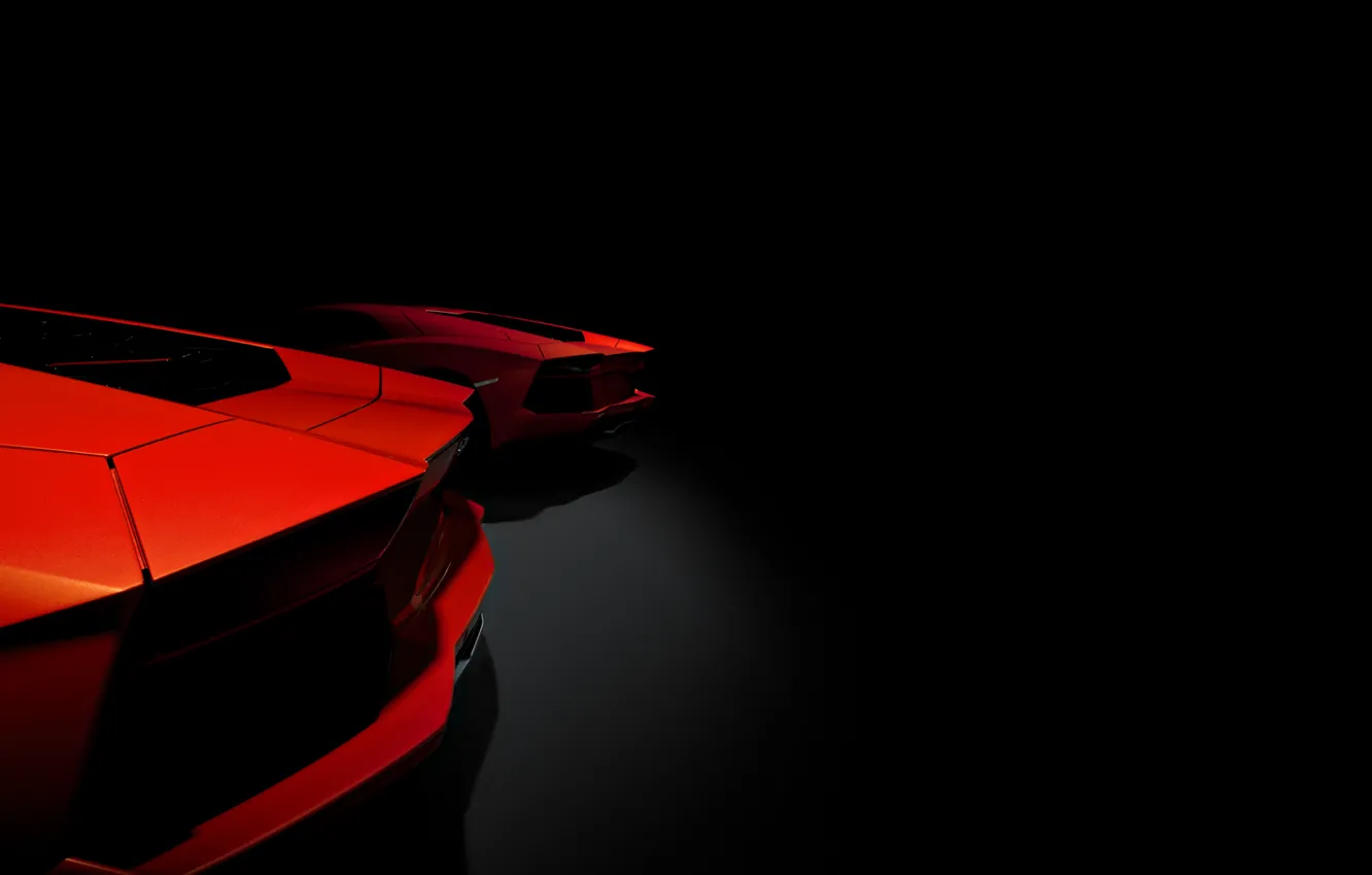 Фото обои две, Lamborghini, Ламборджини, красные, red, задом, Ламборгини, LP700-4