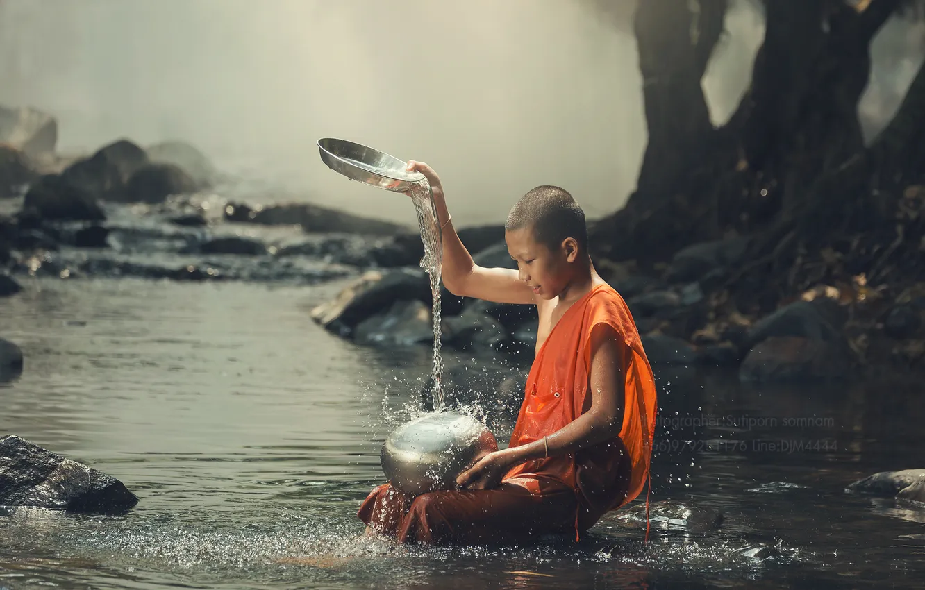 Фото обои nature, boy, asian, monk