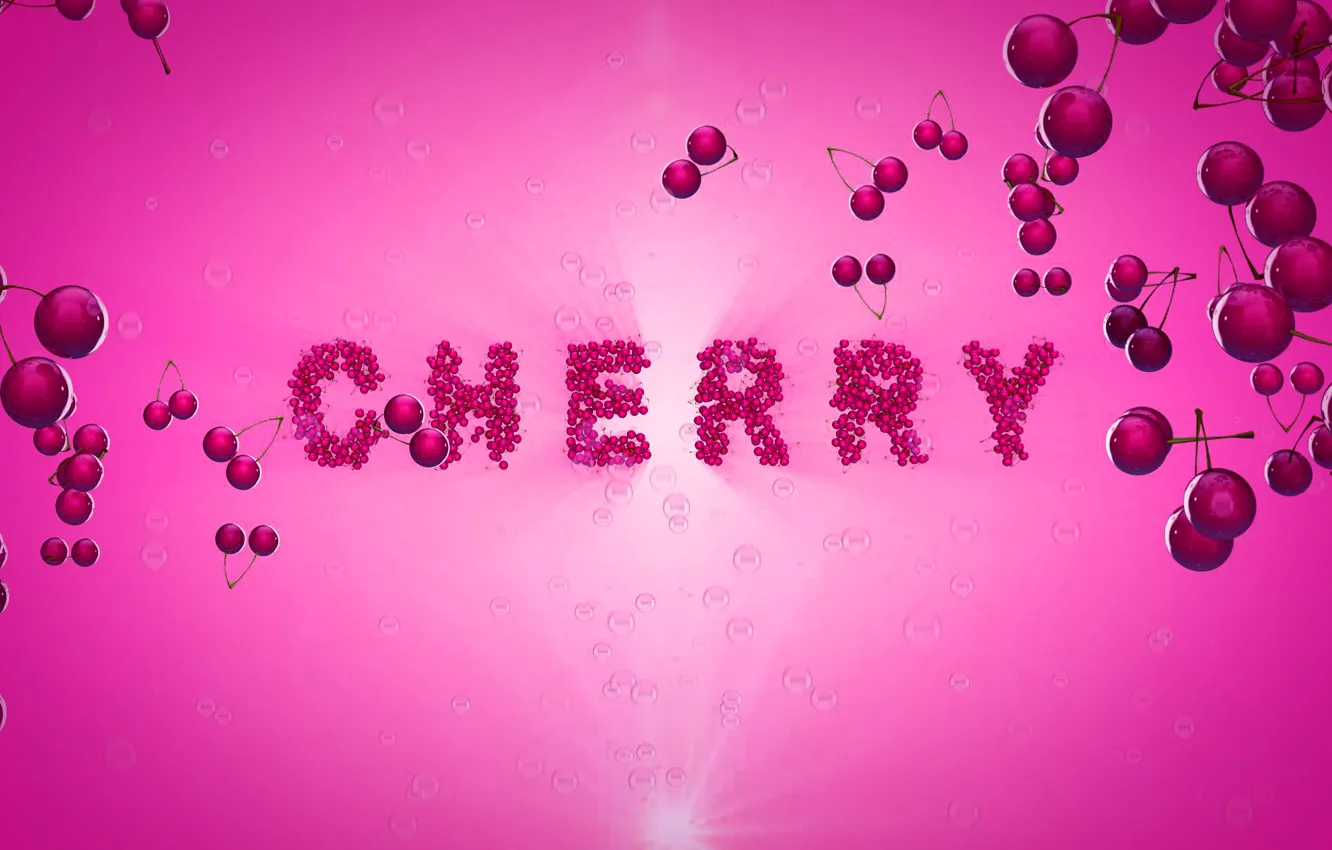 Фото обои вишня, ягоды, розовый, надпись, черри, шерешня