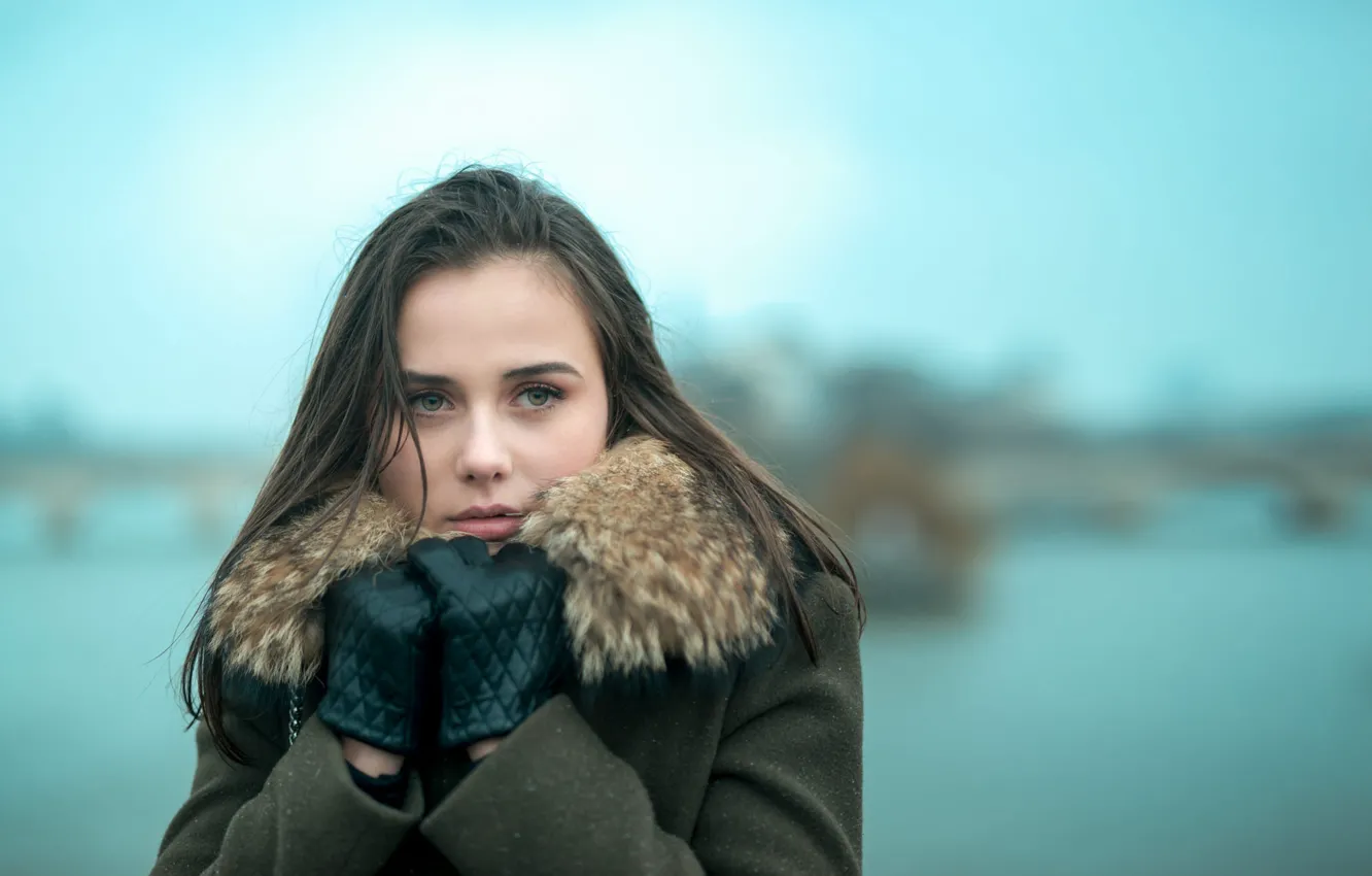 Фото обои холод, девушка, пальто, Jean-Charles Mudet