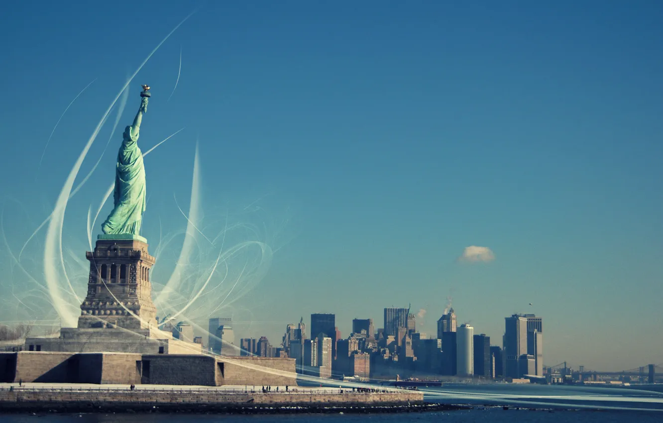 Фото обои Свобода, Статуя Свободы, New York, озаряющая мир, Statue of Liberty, Liberty Enlightening the World