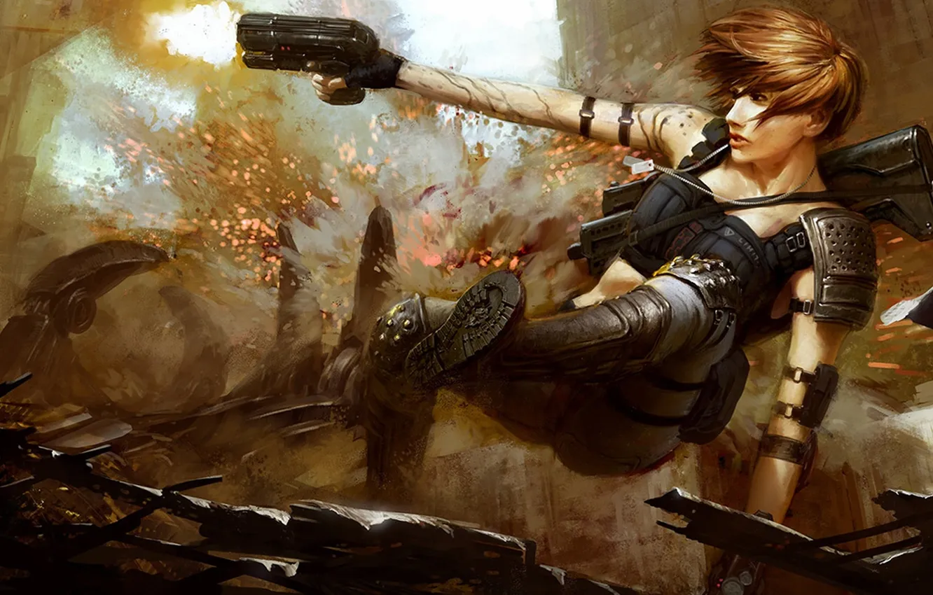 Фото обои weapon, female, armed conflict