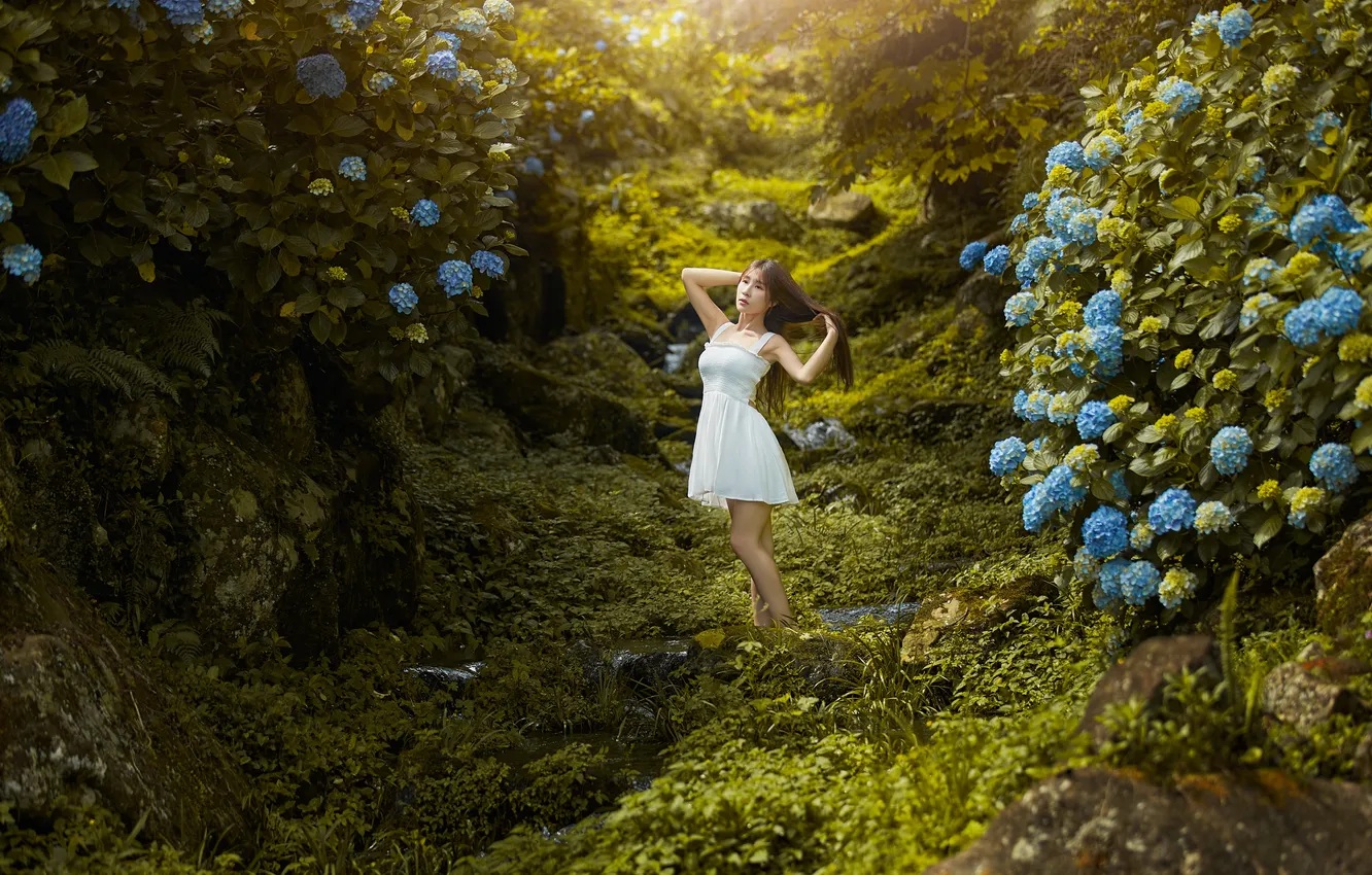 Фото обои лето, девушка, азиатка