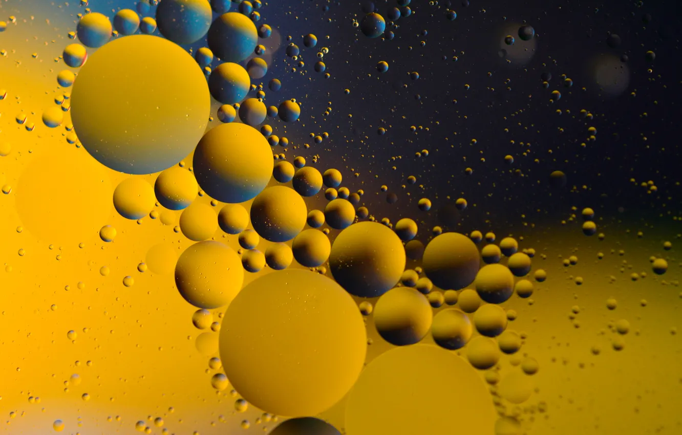 Фото обои вода, пузырьки, масло, круг, воздух, объем