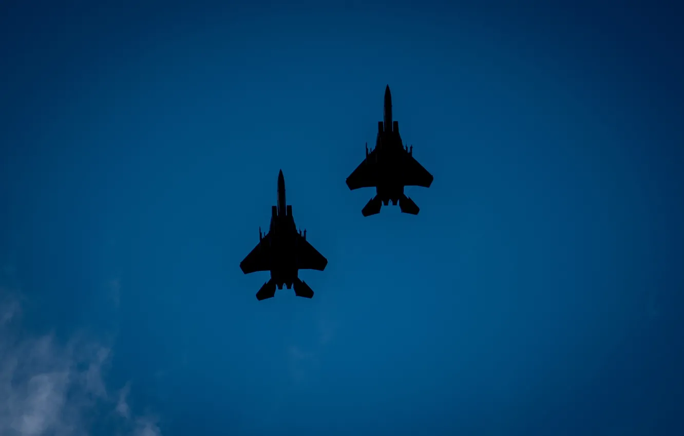 Фото обои ВВС США, американский двухместный истребитель-бомбардировщик, McDonnell Douglas F-15E Strike Eagle