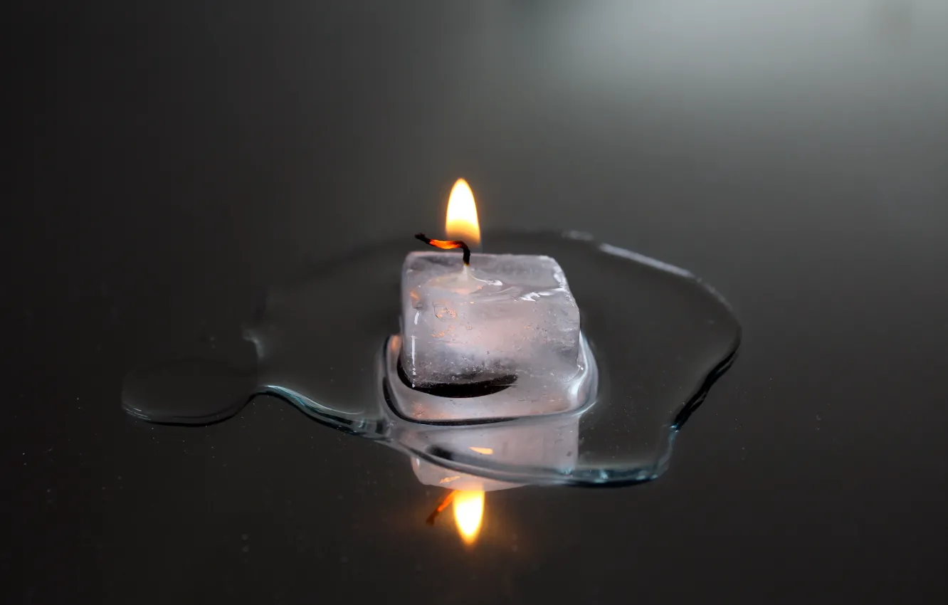 Фото обои огонь, свеча, лёд