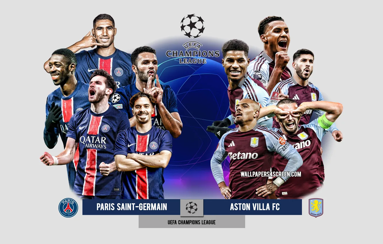 Фото обои Paris, Football, Champions League, PSG, Paris Saint-Germain, Aston Villa, Khvicha Kvaratskhelia, Marco Asensio