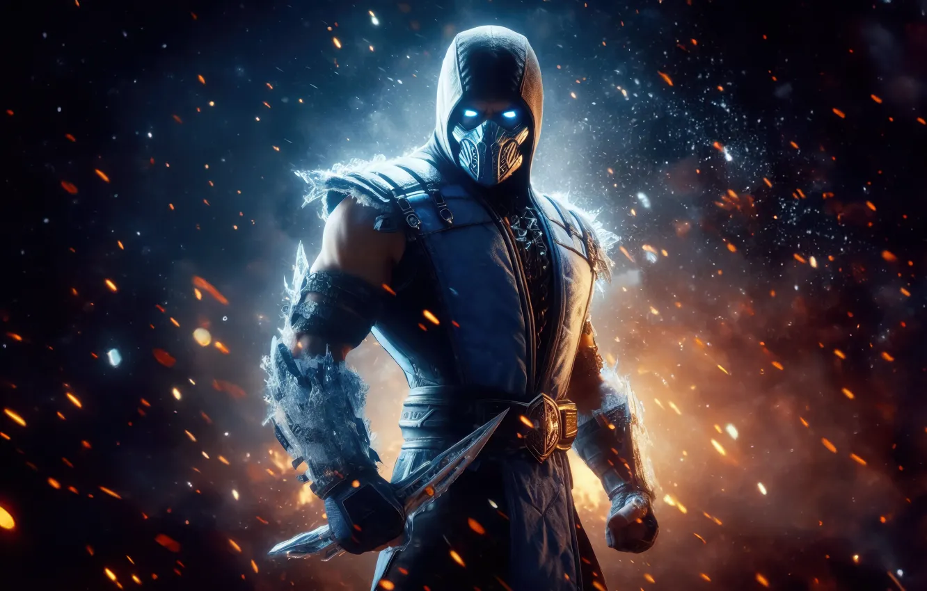 Фото обои Games, Mortal Kombat, Scorpion, Digital Art, Sub Zero, Artwork