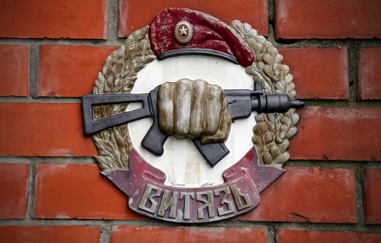 Фото обои стена, герб, россия, спецназ, Витязь