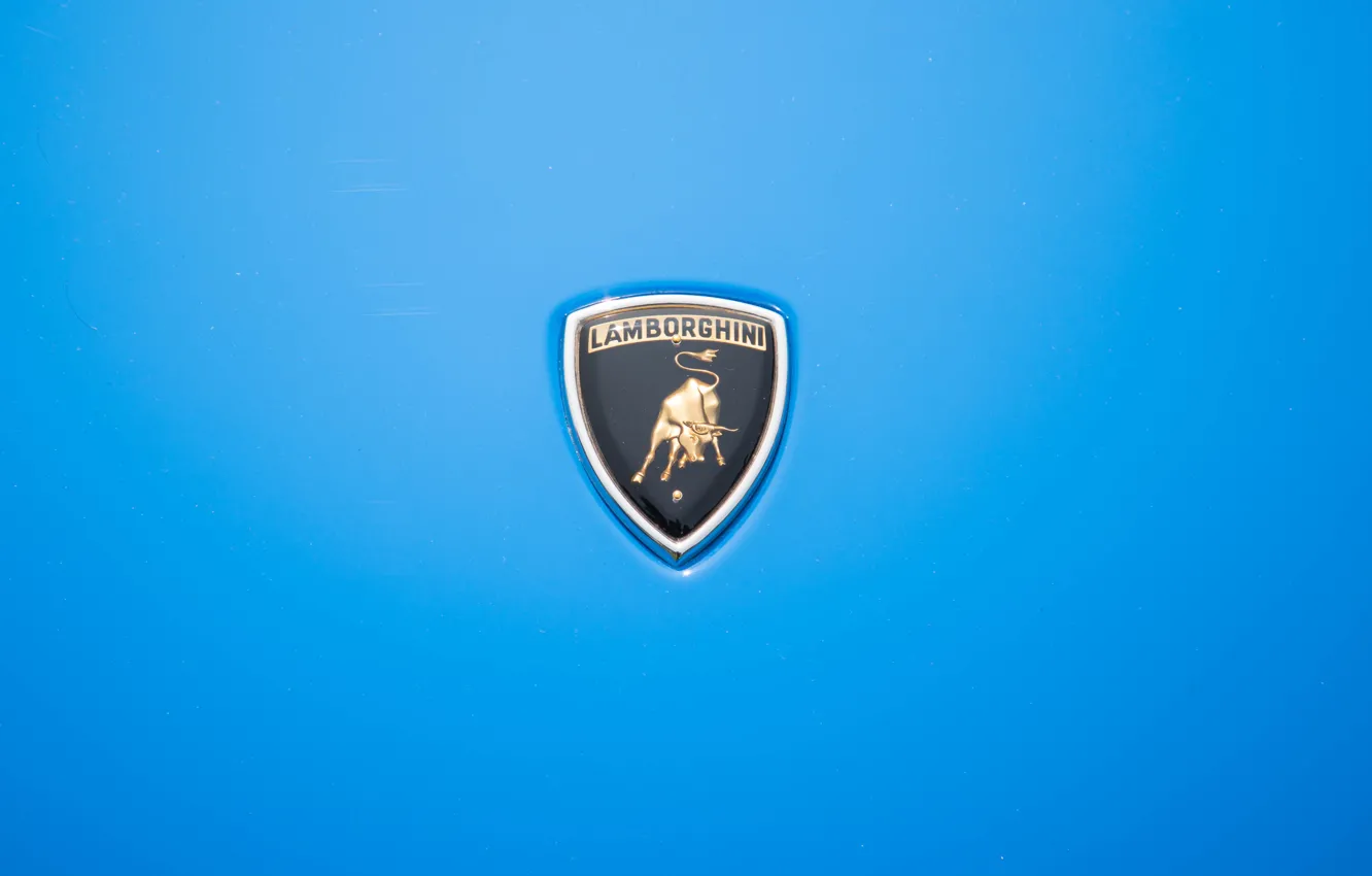 Фото обои Авто, Синий, Lamborghini, Машина, Классика, Лого, Логотип, Автомобиль