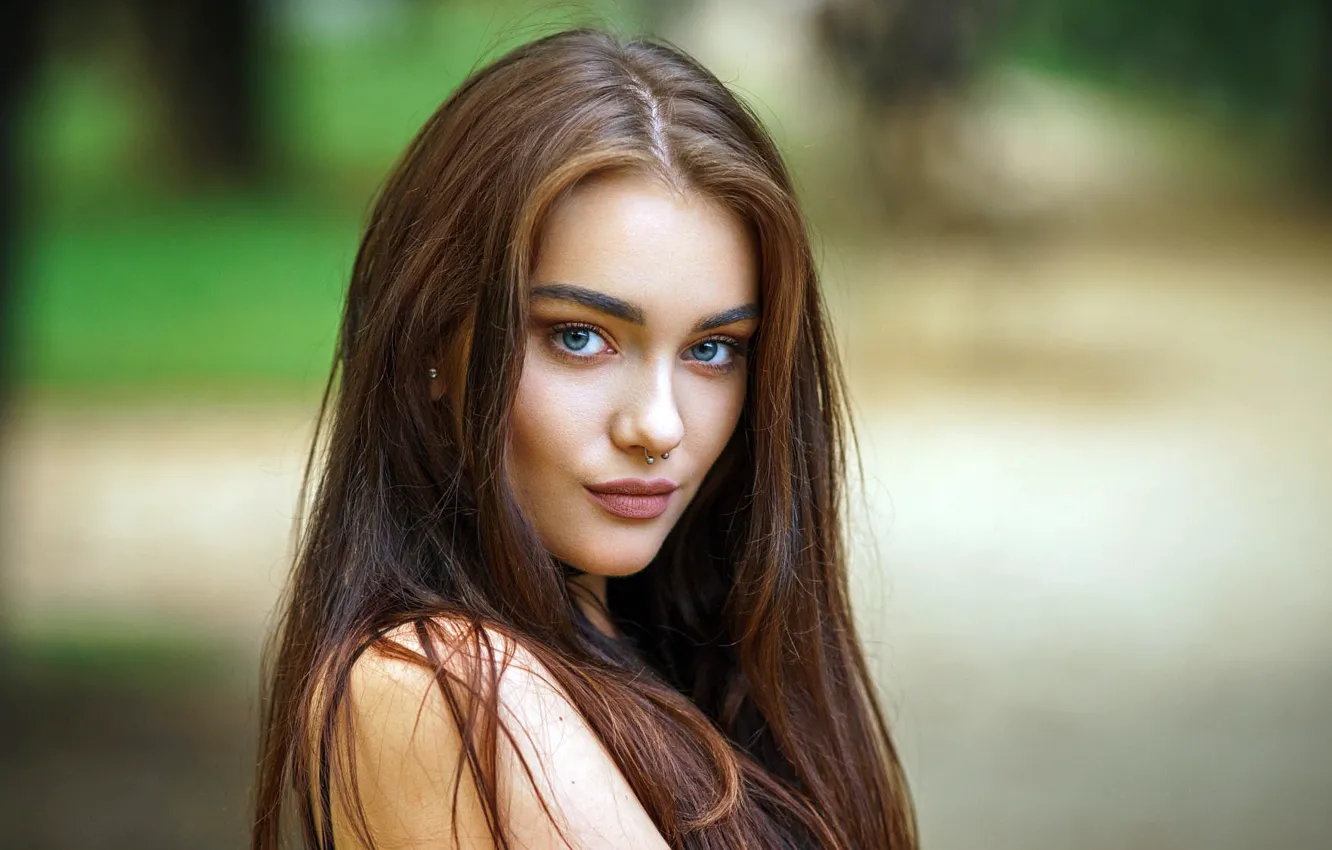 Фото обои взгляд, девушка, портрет