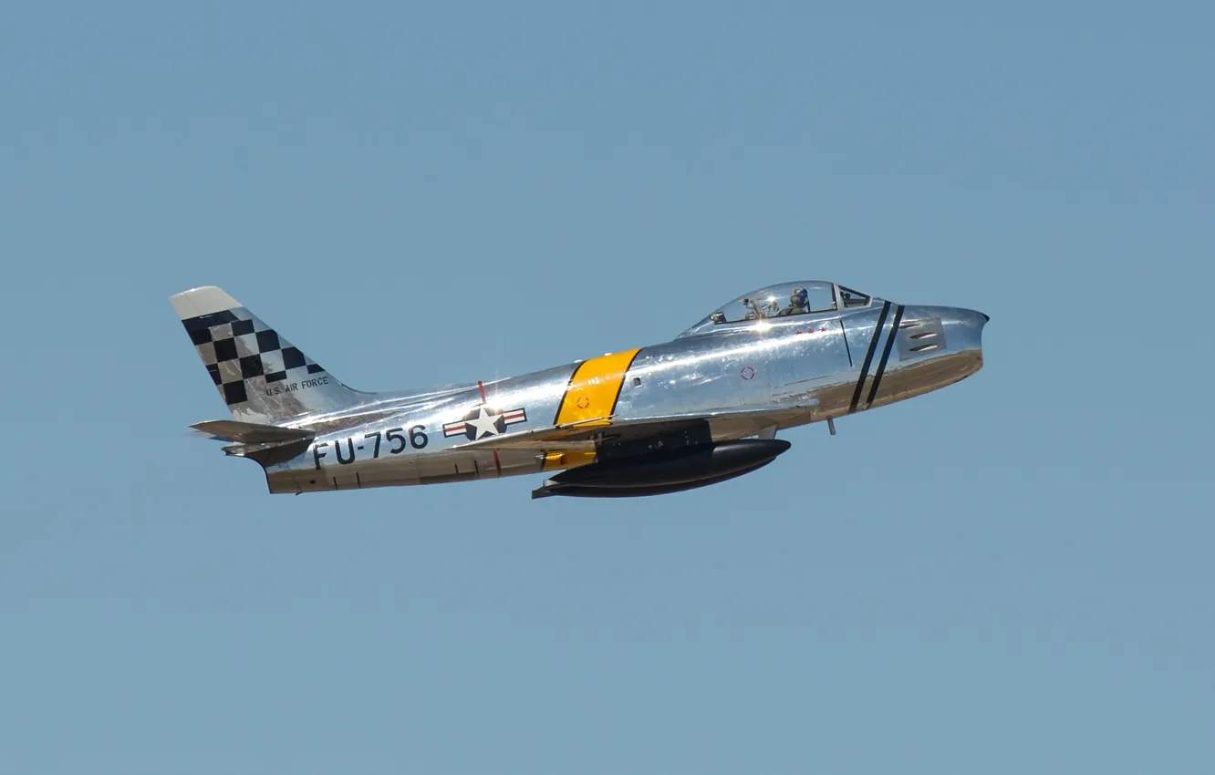 Фото обои небо, полет, самолет, пилот, F-86 Sabre