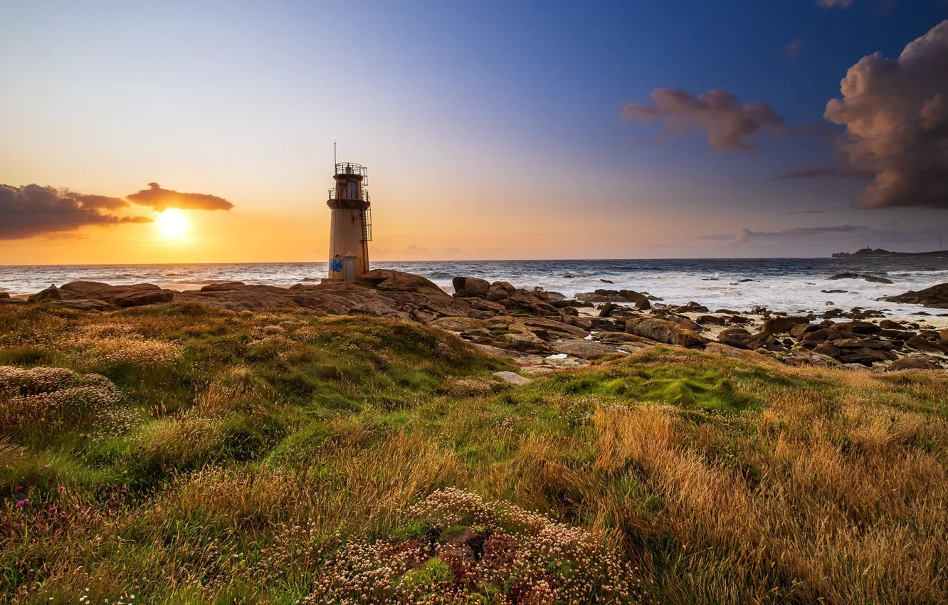 Фото обои побережье, маяк, Испания, Galicia