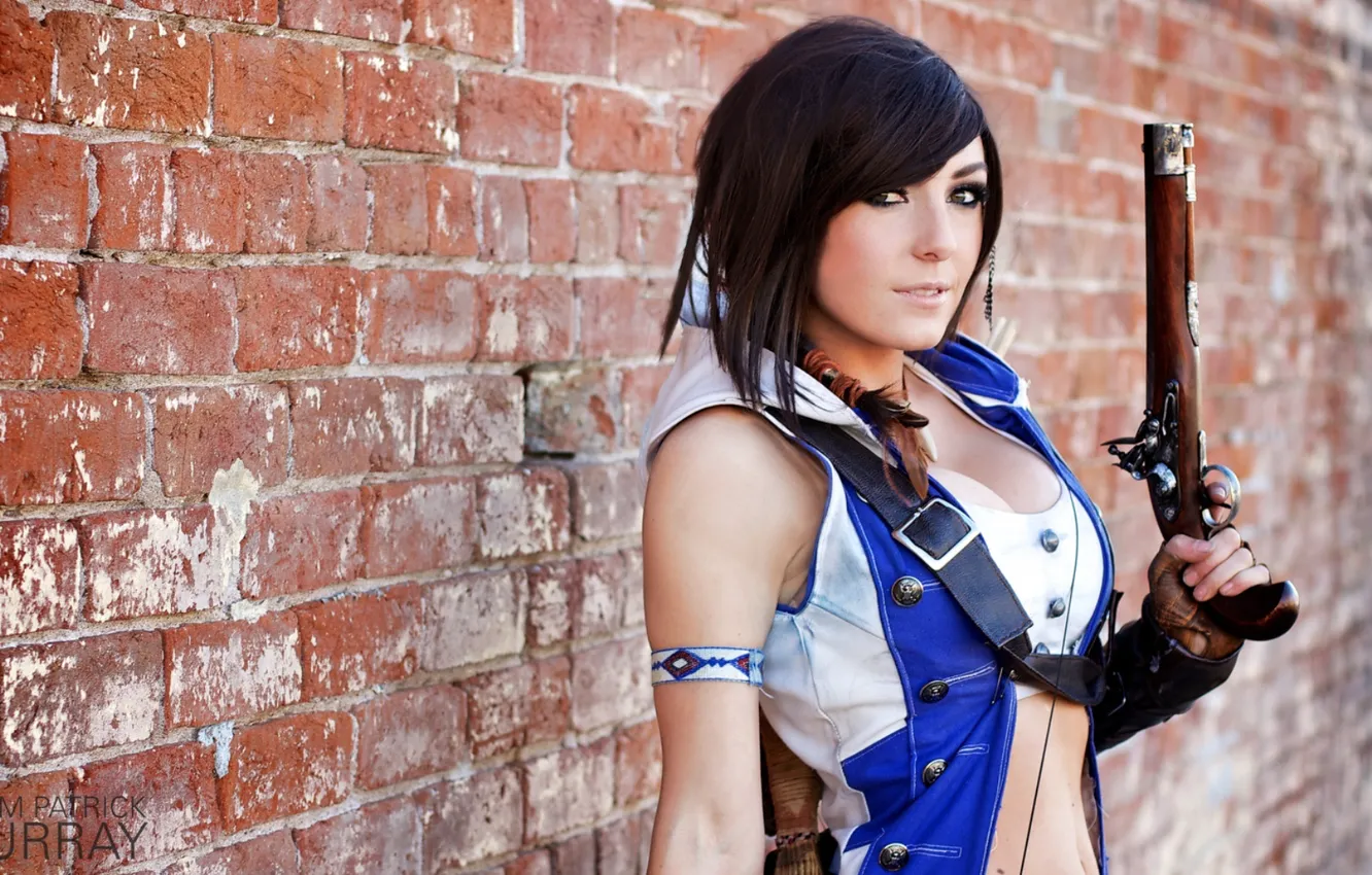 Фото обои Девушки, sexy, cosplay, няшка, Connor, Jessica Nigri, Assassin's creed 3
